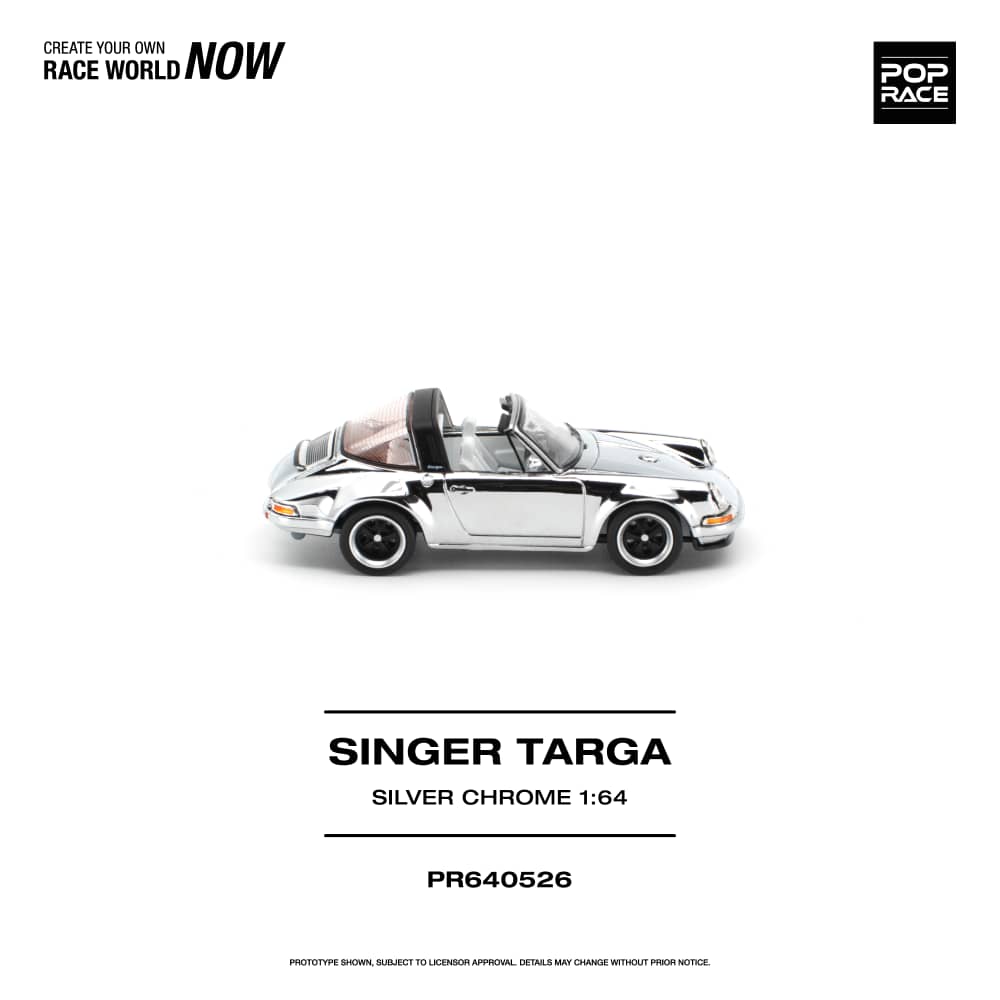 * PRE ORDER * POP RACE 1/64 SINGER TARGA SILVER CHROME PR640526