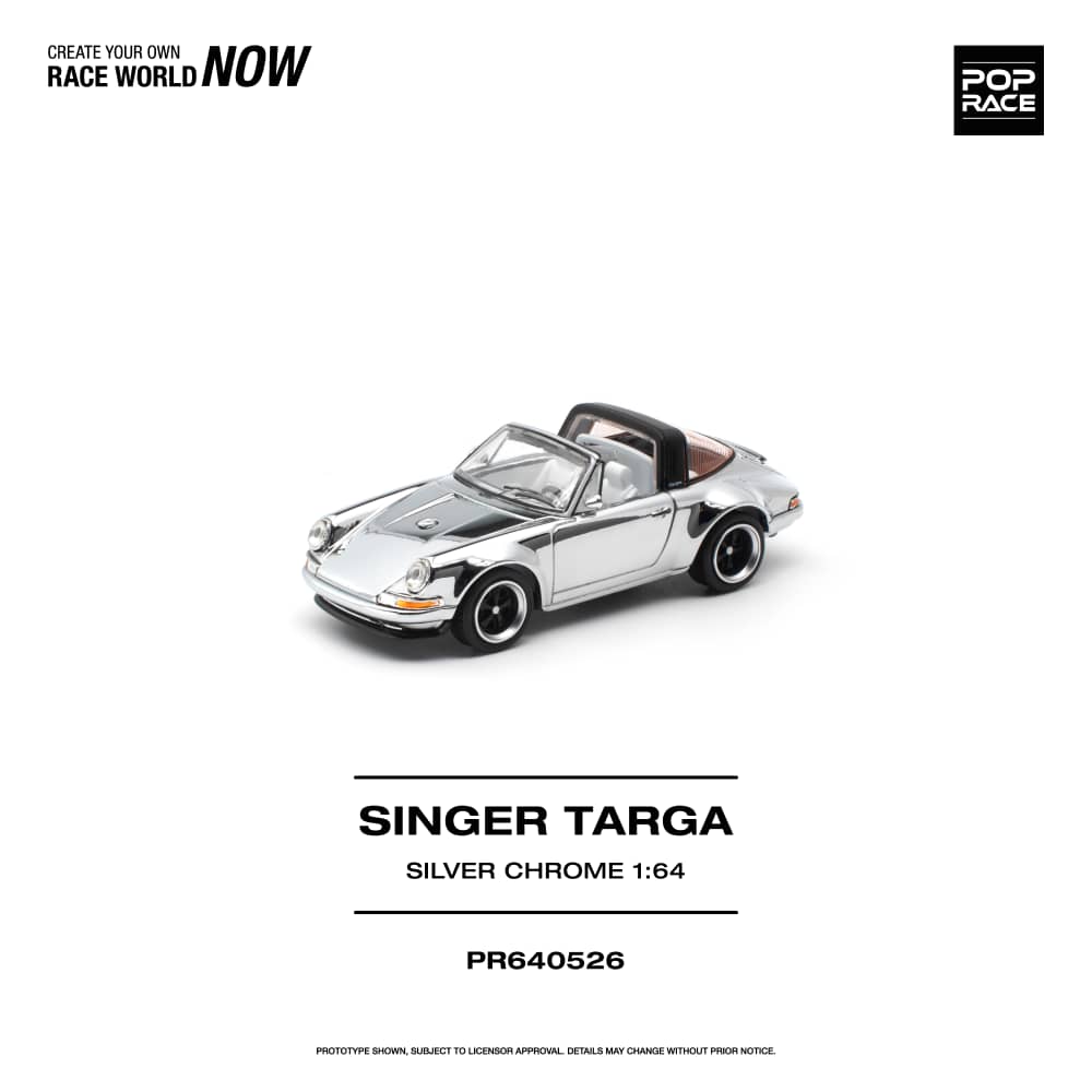 * PRE ORDER * POP RACE 1/64 SINGER TARGA SILVER CHROME PR640526