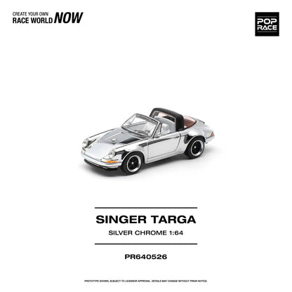 * PRE ORDER * POP RACE 1/64 SINGER TARGA SILVER CHROME PR640526