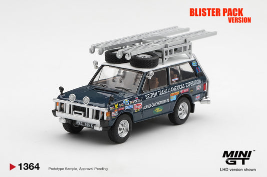 * PRE ORDER * MINI GT #1364 1/64 Range Rover 1971 British Trans-Americas Expedition (VXC-765K) (LHD) * BLISTER PACK *