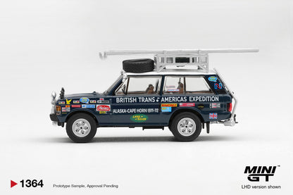 * PRE ORDER * MINI GT #1364 1/64 Range Rover 1971 British Trans-Americas Expedition (VXC-765K) (LHD)
