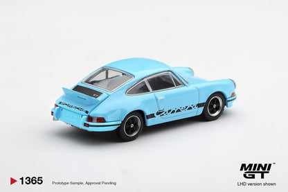 * PRE ORDER * MINI GT #1365 1/64 Porsche 911 Carrera RS 2.7 Gulf Blue with Black Livery (RHD)