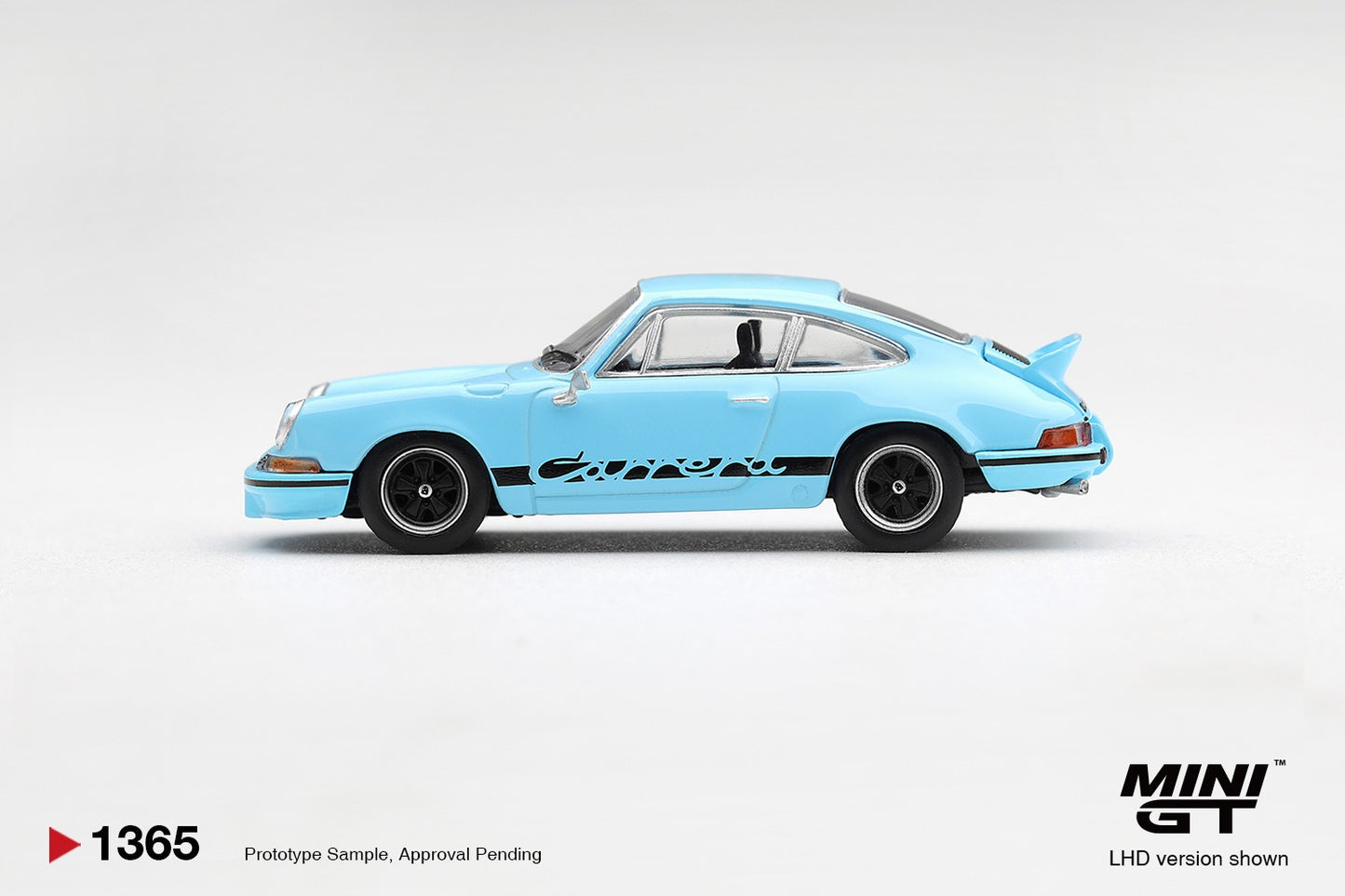 * PRE ORDER * MINI GT #1365 1/64 Porsche 911 Carrera RS 2.7 Gulf Blue with Black Livery (RHD)