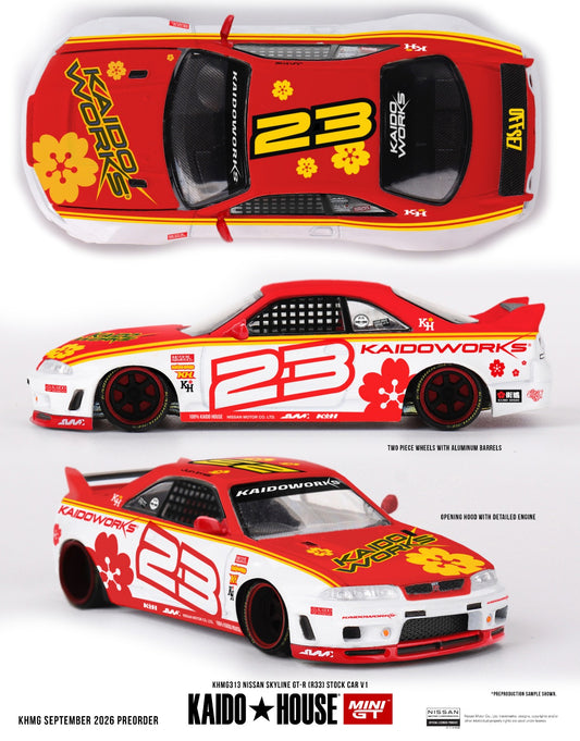 * PRE ORDER * [ Kaido House x MINI GT ] 1/64 Nissan Skyline GT-R (R33) Kaido Stock Car V1 KHMG313