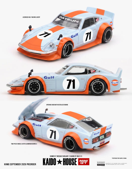 * PRE ORDER * [ Kaido House x MINI GT ] 1/64 Nissan Fairlady Z Kaido GT GULF V1 KHMG317