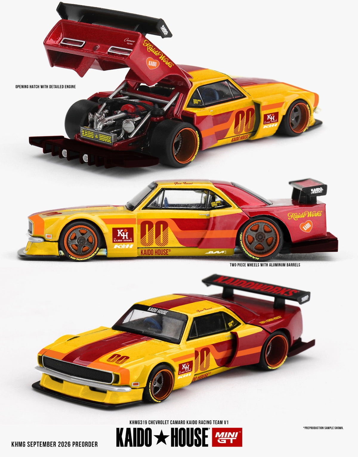 * PRE ORDER * [ Kaido House x MINI GT ] 1/64 Chevrolet Camaro Kaido Racing Team V1 KHMG319