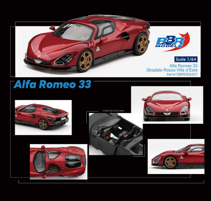 * PRE ORDER * BBR Models 1/64 Alfa Romeo 33 Stradale Rosso Villa d'Este BBRDIE6427