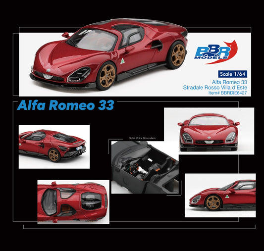 * PRE ORDER * BBR Models 1/64 Alfa Romeo 33 Stradale Rosso Villa d'Este BBRDIE6427