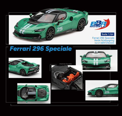 * PRE ORDER * BBR Models 1/64 Ferrari 296 Speciale Verde Nürburgring BBRFER64045