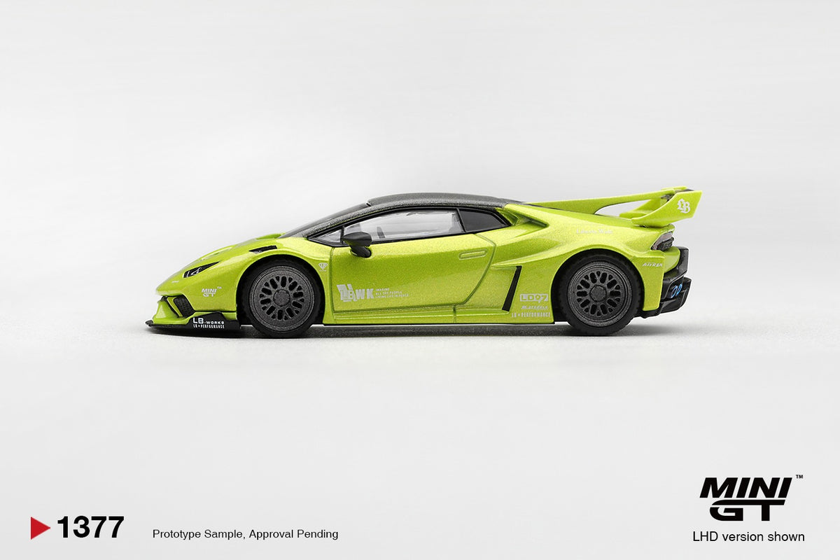 * PRE ORDER * MINI GT #1377 1/64 Lamborghini Huracán LB★WORKS Lime Metallic (RHD)
