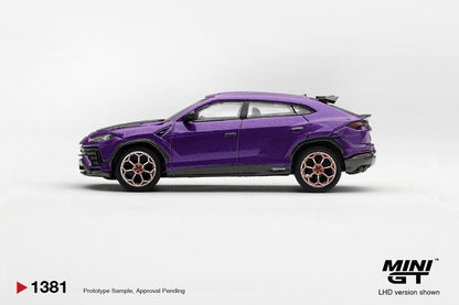 * PRE ORDER * MINI GT #1381 1/64 Lamborghini Urus Performante Viola Pasifae (RHD)