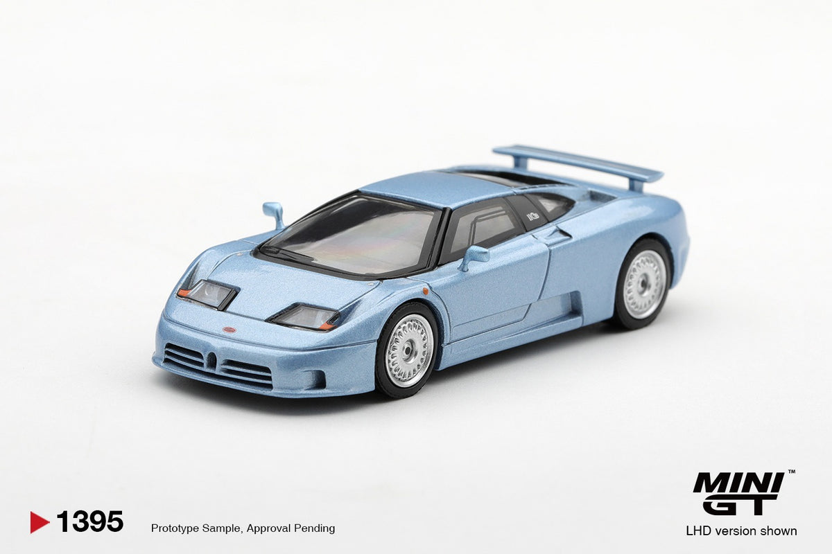 * PRE ORDER * MINI GT #1395 1/64 Bugatti EB110 GT Azzurro Metallizzato Mondial de l'Automobile 1992 (LHD)