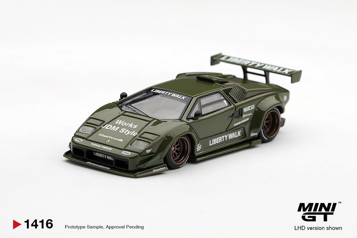 * PRE ORDER * MINI GT #1416 1/64 Lamborghini Countach LB-WORKS Army Green (RHD)