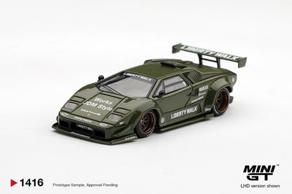 * PRE ORDER * MINI GT #1416 1/64 Lamborghini Countach LB-WORKS Army Green (RHD)