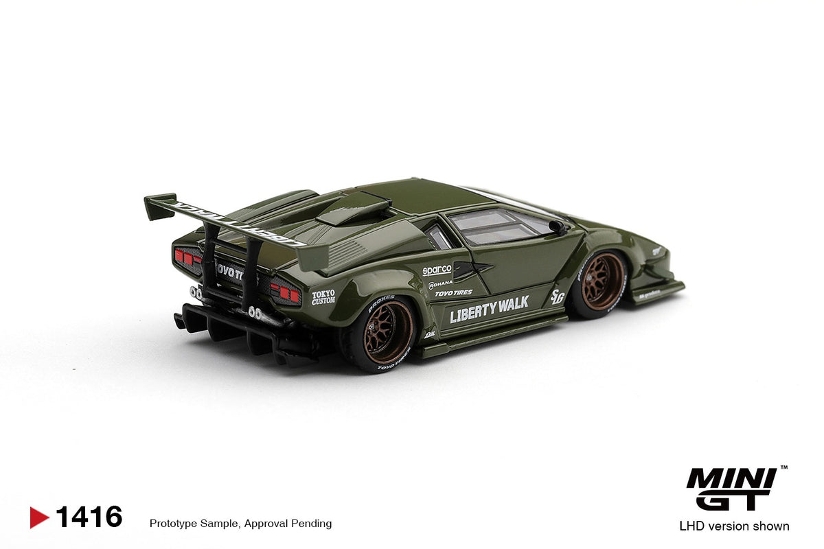 * PRE ORDER * MINI GT #1416 1/64 Lamborghini Countach LB-WORKS Army Green (RHD)