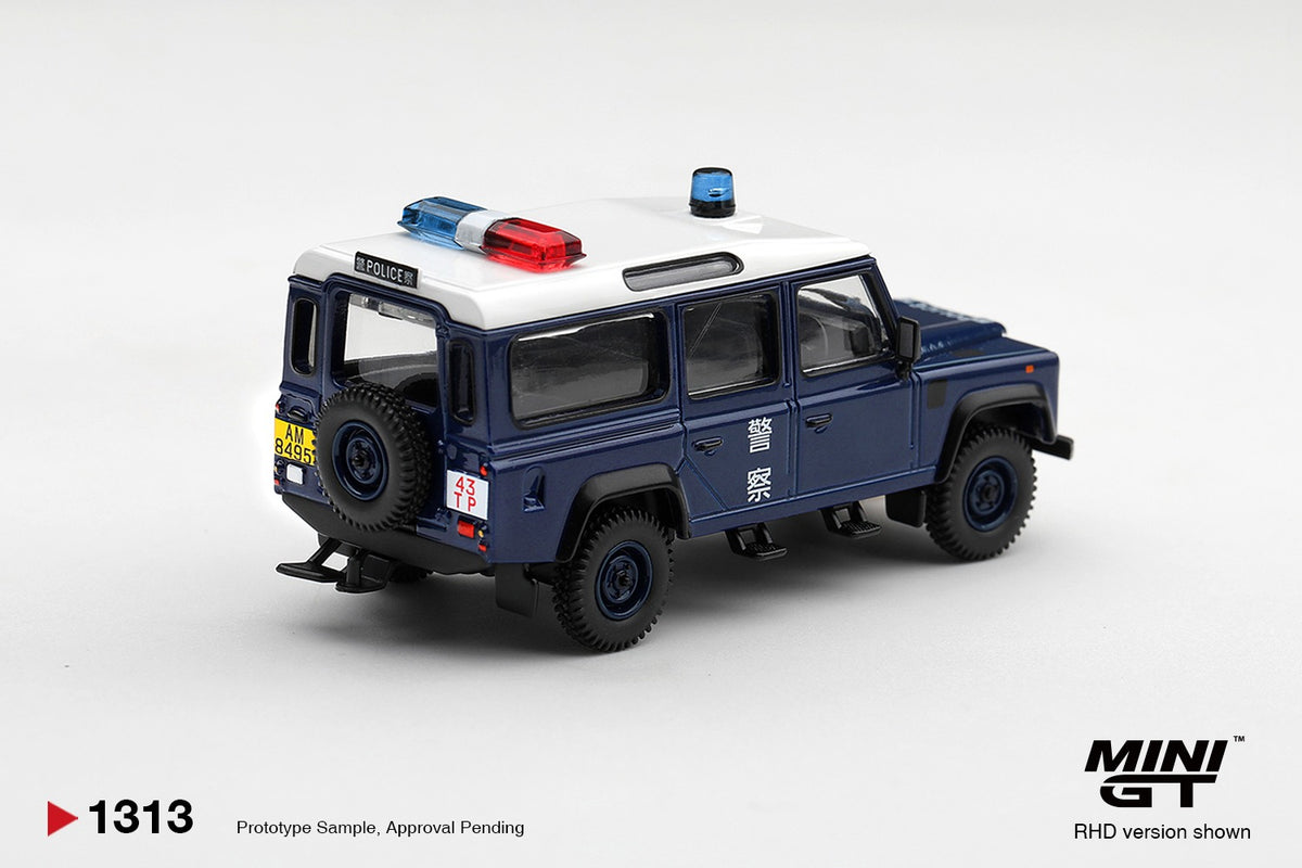 * PRE ORDER * MINI GT #1313 1/64 Land Rover Defender 110 Royal HK Police Tai Po District HK Exclusive (RHD)