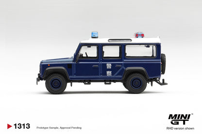 * PRE ORDER * MINI GT #1313 1/64 Land Rover Defender 110 Royal HK Police Tai Po District HK Exclusive (RHD)