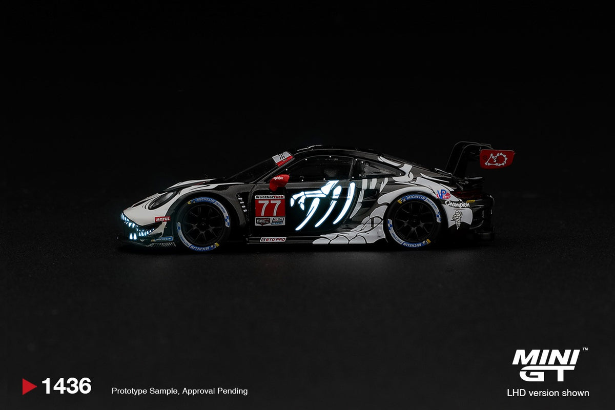 * PRE ORDER * MINI GT #1436 1/64 Porsche 911 GT3 R (992) #77 AO Racing "Skeleton Rexy" 2026 IMSA Petit Le Mans