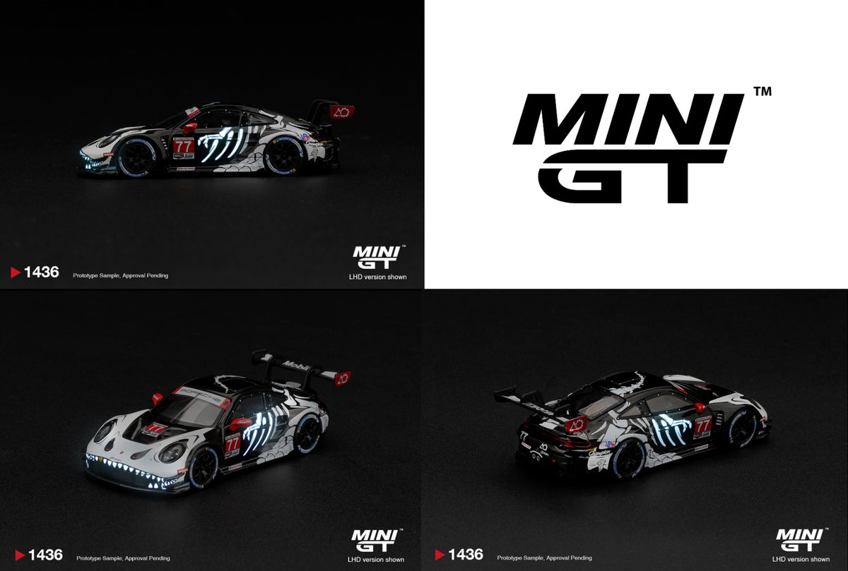 * PRE ORDER * MINI GT #1436 1/64 Porsche 911 GT3 R (992) #77 AO Racing "Skeleton Rexy" 2026 IMSA Petit Le Mans