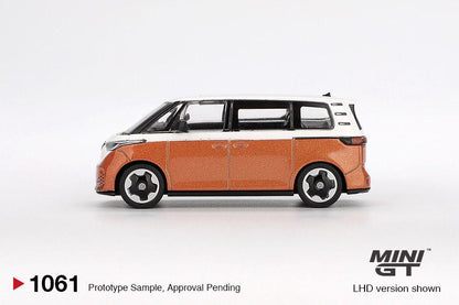 * PRE ORDER * MINI GT #1061 1/64 Volkswagen ID. Buzz Candy White / Energetic Orange (LHD) * BLISTER PACK *