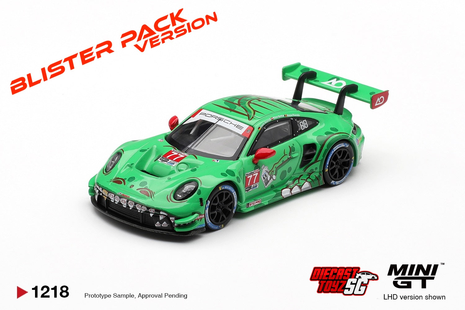 PRE ORDER * MINI GT #1218 1/64 Porsche 911 GT3 R (992) #77 AO
