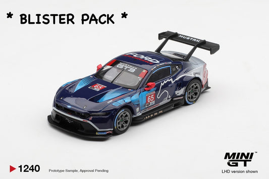 * PRE ORDER * MINI GT #1240 1/64 Ford Mustang GT3 #65 Ford Multimatic Motorsports 2025 IMSA Daytona 24 Hrs Winner * BLISTER PACK *