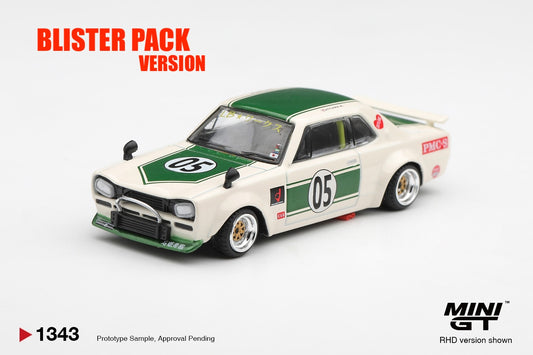 * PRE ORDER * MINI GT #1343 1/64 Nissan Skyline LB-WORKS "HAKOSUKA" White / Green (RHD) * BLISTER PACK *