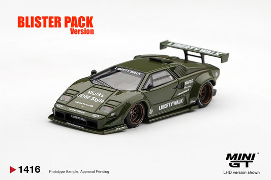 * PRE ORDER * MINI GT #1416 1/64 Lamborghini Countach LB-WORKS Army Green (LHD) * BLISTER PACK *