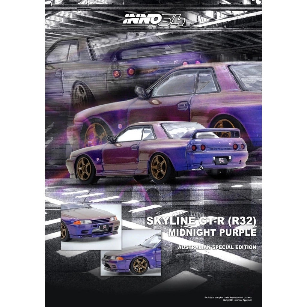 INNO 64 1/64 NISSAN SKYLINE GT-R (R32) MIDNIGHT PURPLE AUSTRALIAN SPECIAL EDITION - IN64-R32-MP-AS
