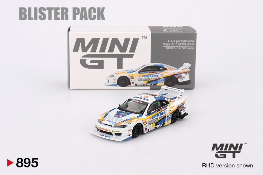 MINI GT #895 1/64 Nissan LB-Super Silhouette S15 SILVIA #555 2023 Formula Drift Japan * BLISTER PACK *