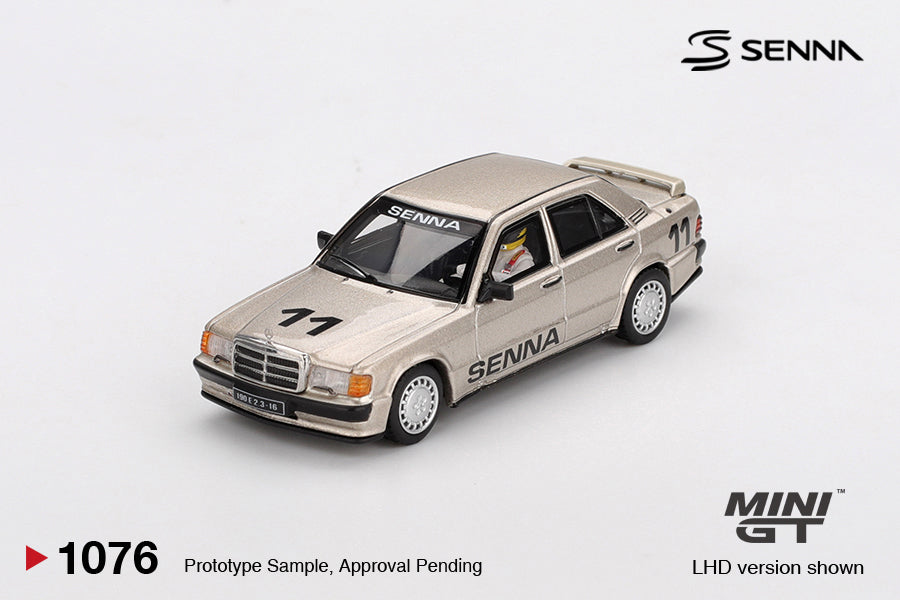 MINI GT #1076 1/64 Mercedes-Benz 190 E 2.3-16 #11 Ayrton Senna 1984 Nürburgring Race of Champions w/ Figure (LHD)