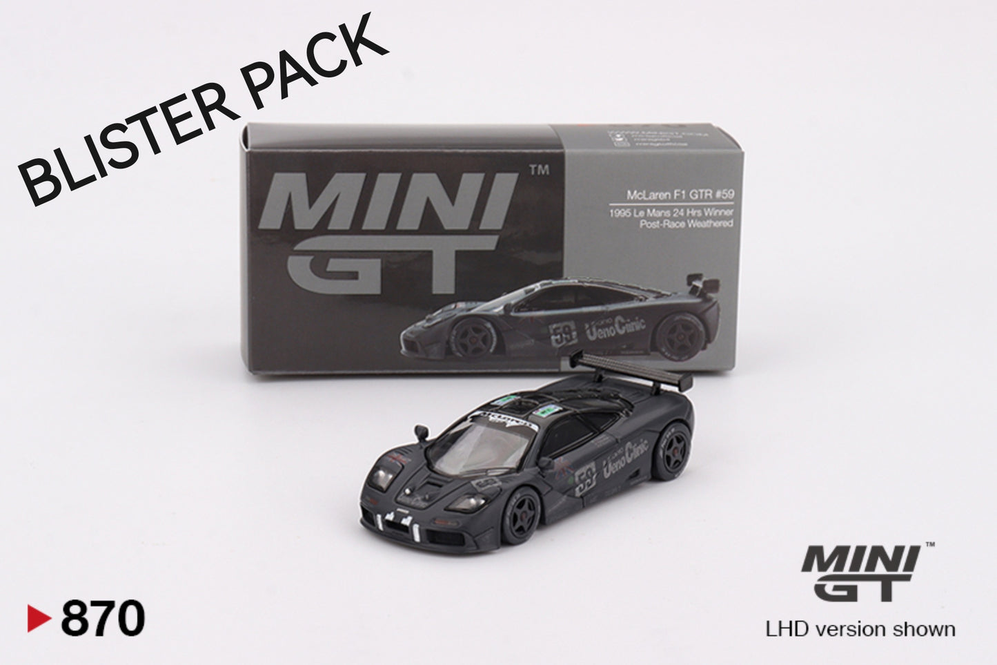 Mini GT #870 1/64 McLaren F1 GTR #59 1995 Le Mans 24Hr Winner Post-Race Weathered - BLISTER PACK