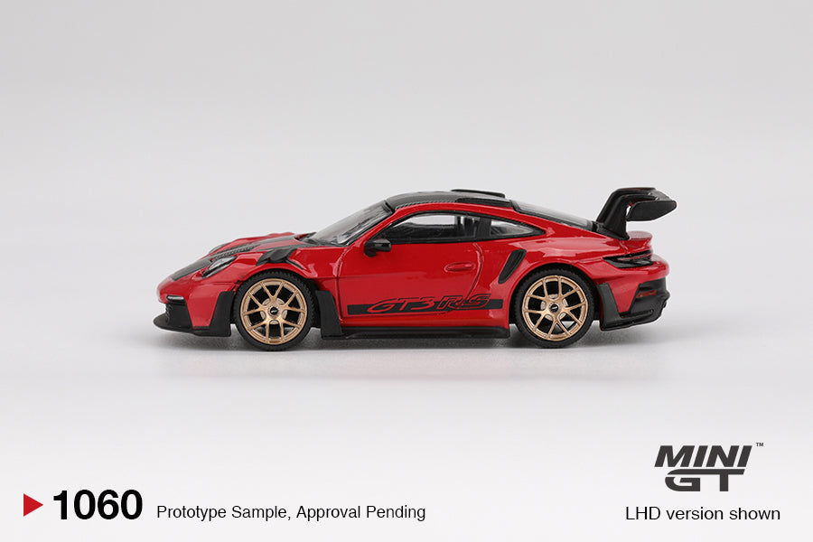 MINI GT #1060 1/64 Porsche 911 (992) GT3 RS Weissach Package Guards Red (RHD)
