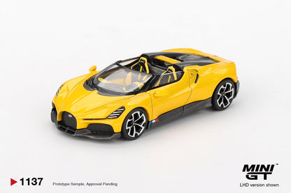 MINI GT #1137 1/64 Bugatti W16 Mistral Yellow (LHD)