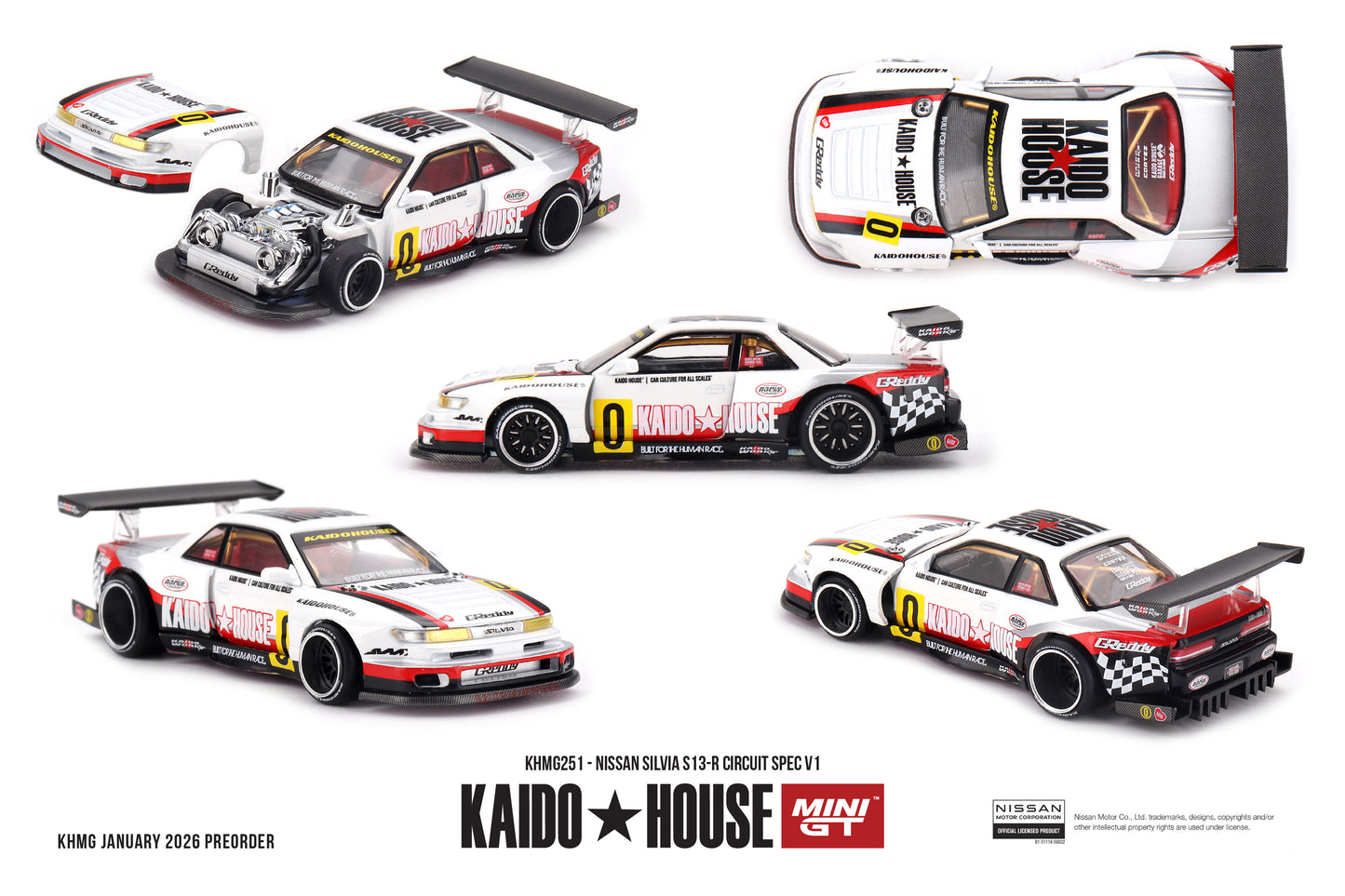 * PRE ORDER * [ Kaido House x MINI GT ] 1/64 Nissan Silvia S13-R Circuit Spec V1 KHMG251