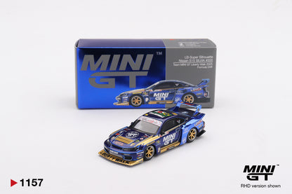MINI GT #1157 1/64 Nissan Silvia (S15) LB-Super Silhouette #555 Team MINI GT Liberty Walk 2025 Formula Drift (RHD)
