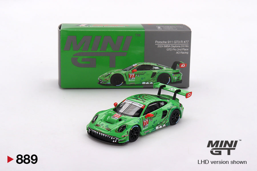 MINI GT #889 1/64 Porsche 911 GT3 R #77 AO Racing 2024 IMSA Daytona 24 Hrs GTD Pro 2nd Place (LHD)