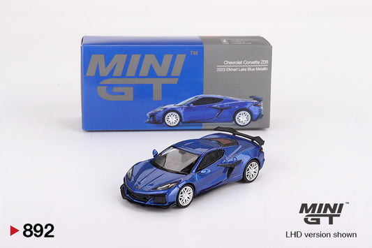 MINI GT #892 1/64 Chevrolet Corvette Z06 2023 Elkhart Lake Blue Metallic (RHD)