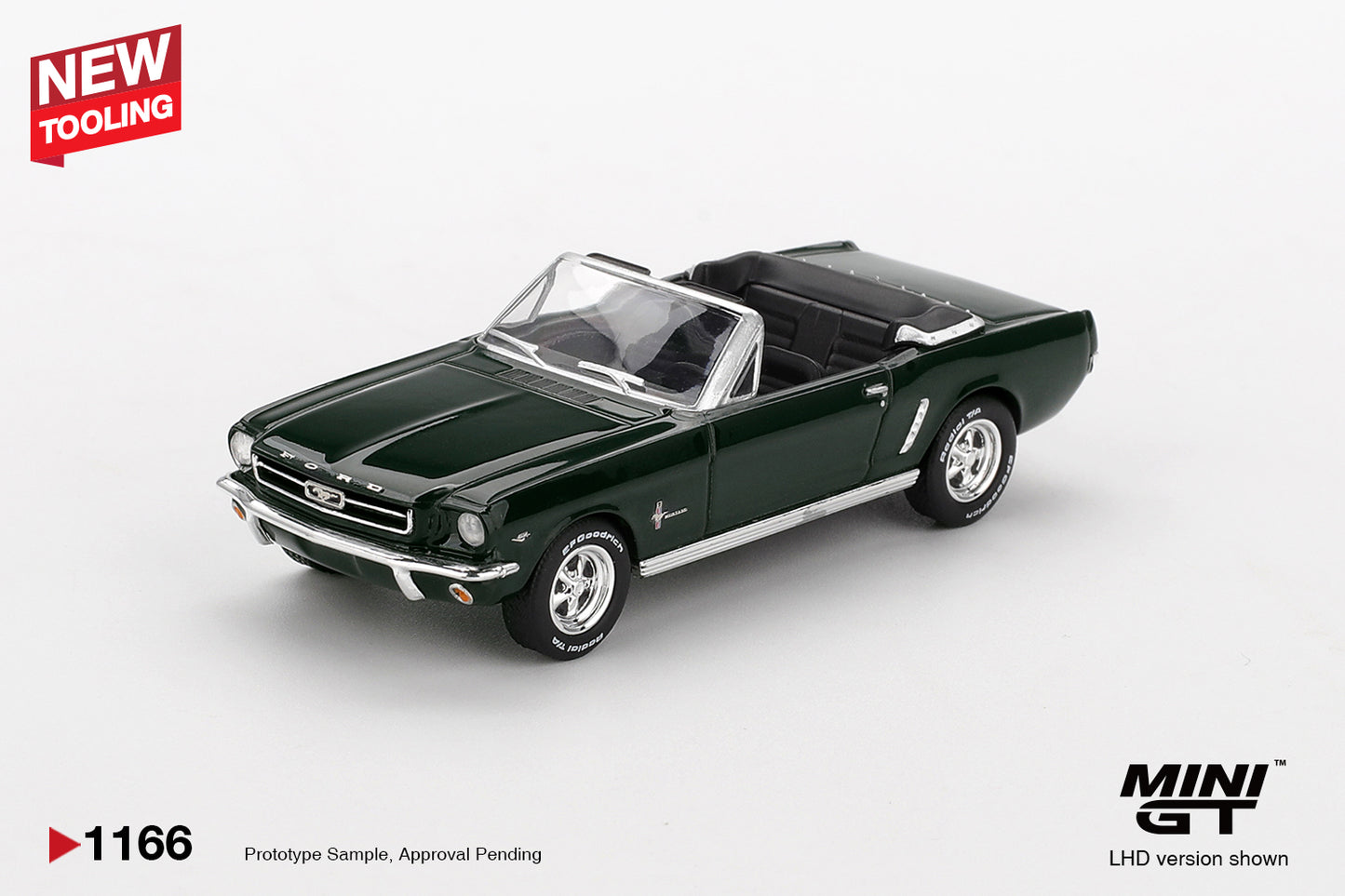 MINI GT #1166 1/64 Ford Mustang Convertible 1964 Highland Green (LHD)