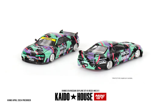 * PRE ORDER * [ Kaido House x MINI GT ] NISSAN SKYLINE GT-R (R33) HKS V1 KHMG129