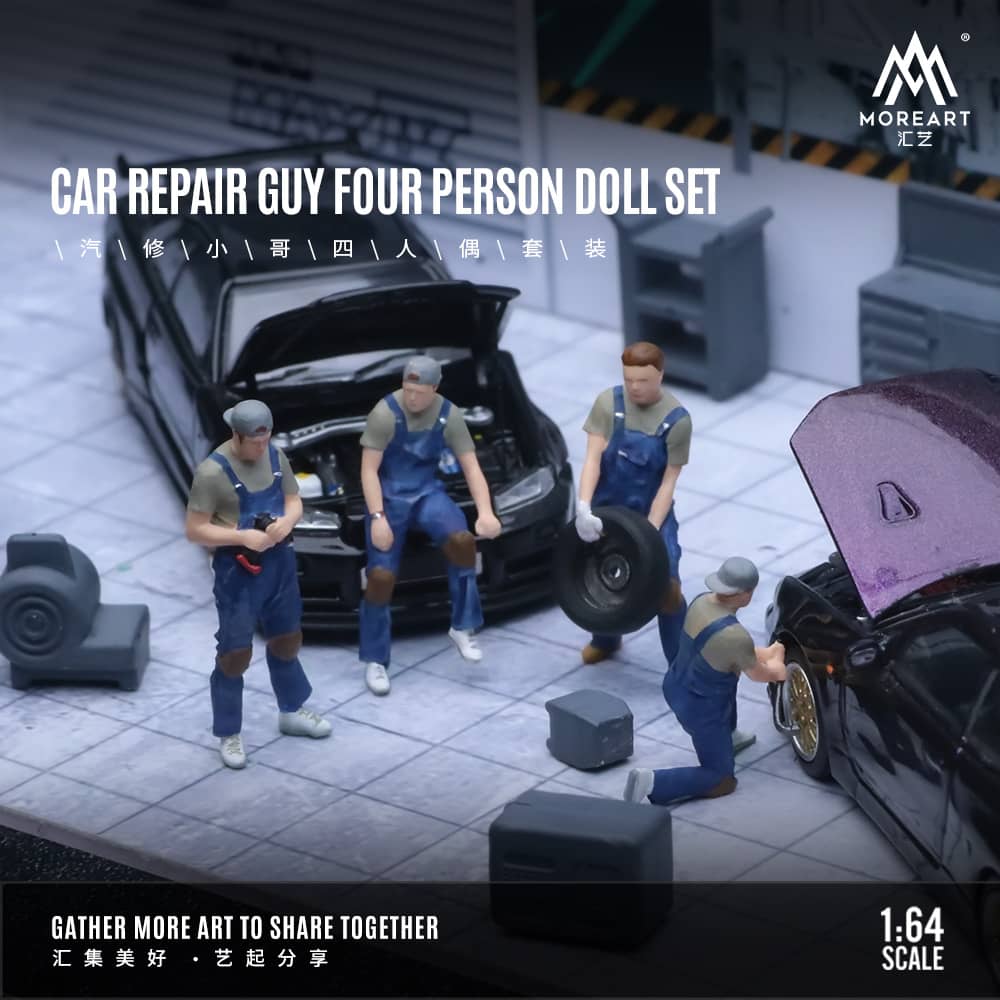 MoreArt 1/64 CAR REPAIR GUY FOUR PERSON DOLL SET