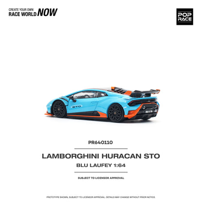 * PRE ORDER * POP RACE 1/64 LAMBORGHINI HURACAN STO BLU LAUFEY PR640110