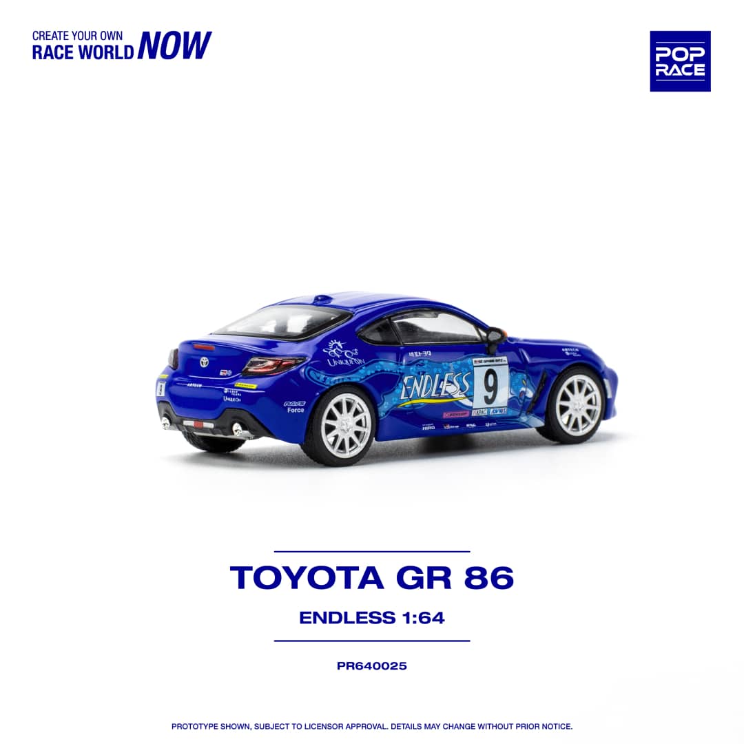 POPRACE 1/64 Toyota GR86 Endless Blue 9# Livery PR640025