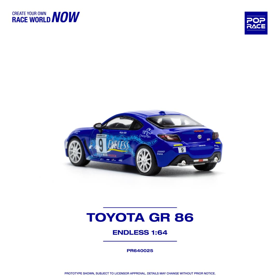 POPRACE 1/64 Toyota GR86 Endless Blue 9# Livery PR640025