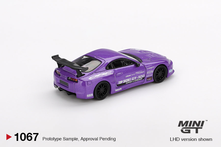 Mini GT #1067 1/64 Toyota Supra (A80) Top Secret GT-300 Top Secret Purple (RHD) - BLISTER PACK
