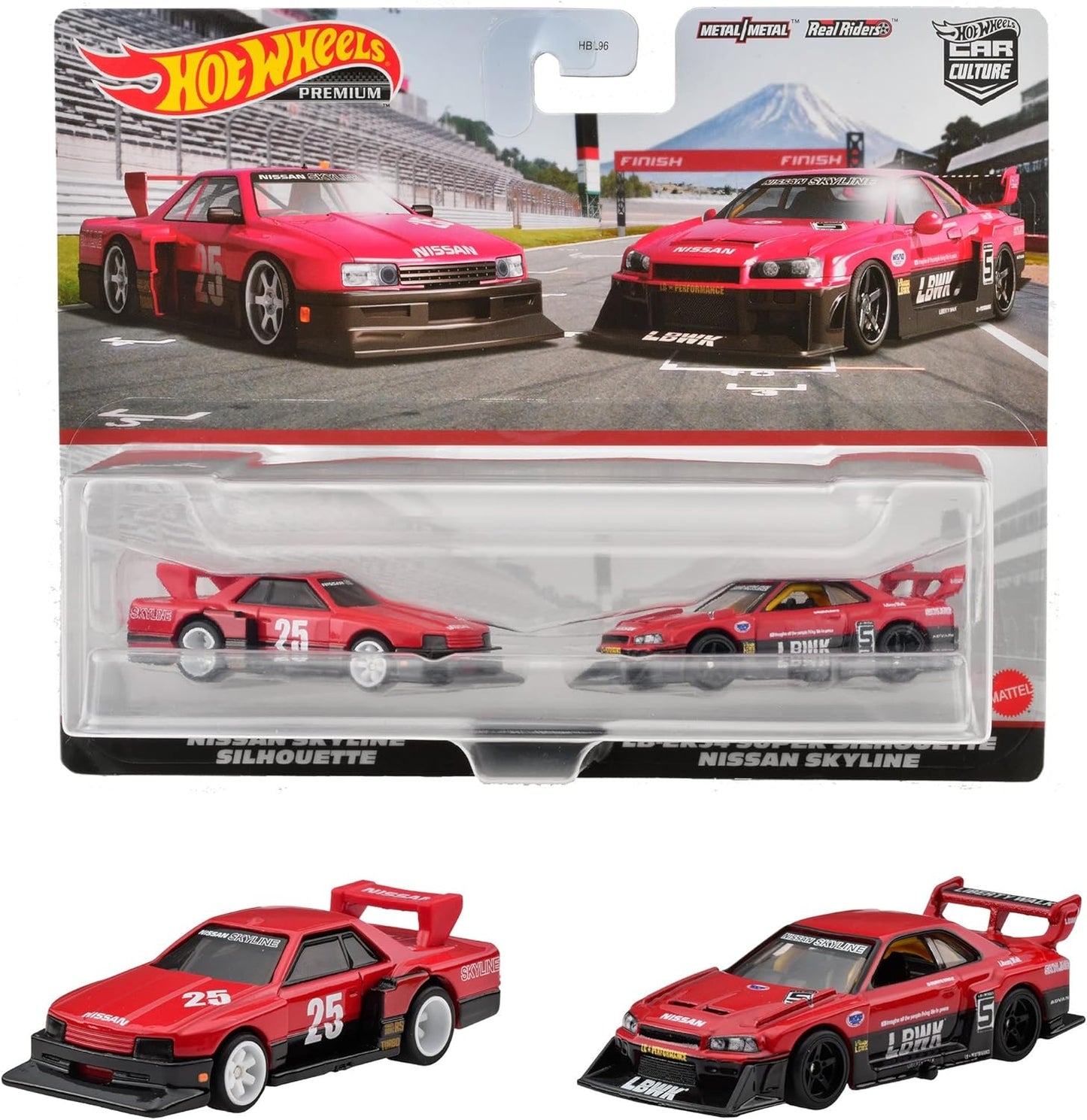 Hot Wheels HKF49 Premium 2-Pack Nissan Skyline Silhouette / LB-ER34 Super Silhouette Nissan Skyline