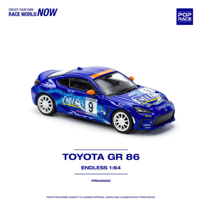 POPRACE 1/64 Toyota GR86 Endless Blue 9# Livery PR640025