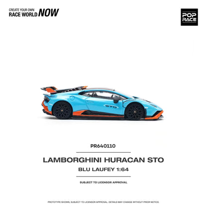 * PRE ORDER * POP RACE 1/64 LAMBORGHINI HURACAN STO BLU LAUFEY PR640110