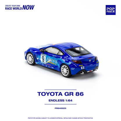 POPRACE 1/64 Toyota GR86 Endless Blue 9# Livery PR640025