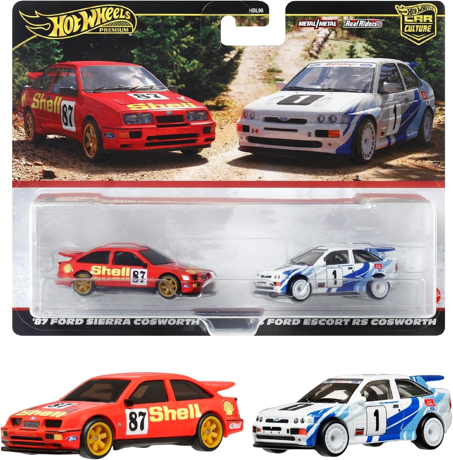 Hot Wheels HRR73 Premium 2-Pack '93 Ford Escort RS Cosworth / '87 Ford Sierra Cosworth